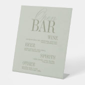 Modern Sage Green Open Bar Menu Wedding 台座サイン (正面)