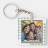Modern Sage Green Personalized Family Photo キーホルダー (正面)