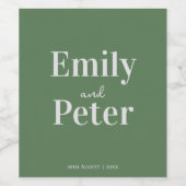 Modern Sage Green Personalized Wedding ワインラベル (シングルラベル)