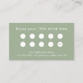 Modern Sage Green Photo Template Custom ロイヤリティカード (裏面)