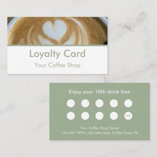 Modern Sage Green Photo Template Custom ロイヤリティカード (正面/裏面)