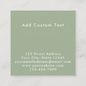 Modern Sage Green Photo Template Professional スクエア名刺 (裏面)