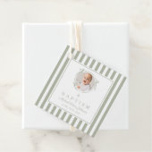 Modern Sage Green Photo Thank You Baptism フェイバータグ (インサイチュ)