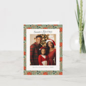 Modern Sage Green Poinsettia Photo Christmas カード (正面)