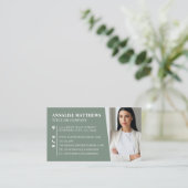 Modern Sage Green Professional Photo 名刺 (スタンド正面)