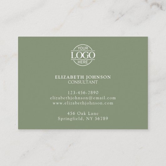 Modern Sage Green Professional Simple Reminder 予約カード (裏面)