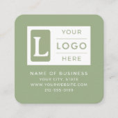 Modern Sage Green QR Code Minimalist Custom Logo スクエア名刺 (正面)