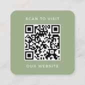 Modern Sage Green QR Code Minimalist Custom Logo スクエア名刺 (裏面)