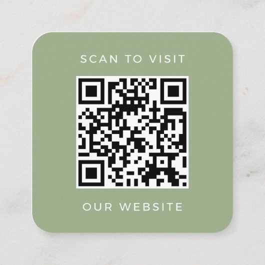Modern Sage Green QR Code Minimalist Custom Logo スクエア名刺 (裏面)