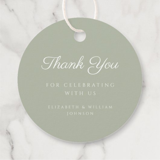 Modern Sage Green Religious Cross Script Baptism  フェイバータグ (裏面)