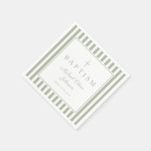 Modern Sage Green Religius Cross Boy Baptism スタンダードカクテルナプキン (角)