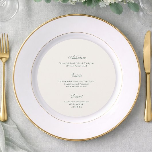 Modern Sage Green Round Wedding Menu メニュー