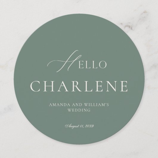 Modern Sage Green Round Wedding Menu メニュー (正面)