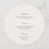 Modern Sage Green Round Wedding Menu メニュー (裏面)