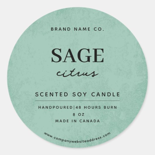 Modern Sage Green Rustic ラウンドシール (正面)