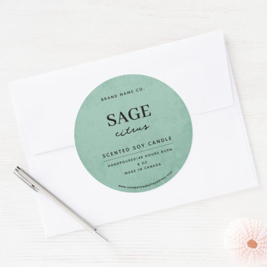 Modern Sage Green Rustic ラウンドシール (封筒)