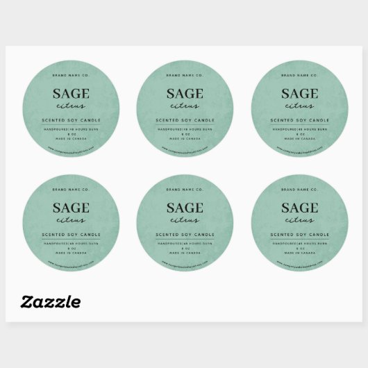 Modern Sage Green Rustic ラウンドシール (シート)