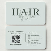 Modern Sage Green Salon Hairstylist QR Code 名刺