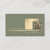 Modern Sage Green Scannable QR Code Minimalistic 名刺 (正面)