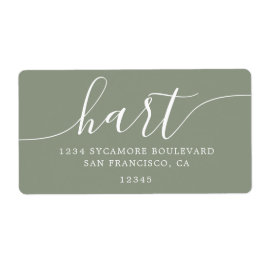 Modern Sage Green Script Family Return Address ラベル