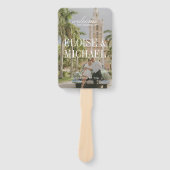 Modern Sage Green Script Wedding Ceremony Program ハンドファン (正面)