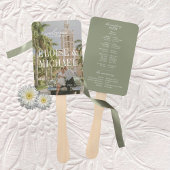 Modern Sage Green Script Wedding Ceremony Program ハンドファン