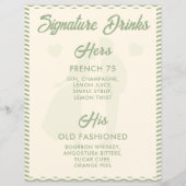 Modern Sage Green Signature Drinks Wedding Sign (裏面)