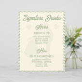 Modern Sage Green Signature Drinks Wedding Sign (スタンド正面)