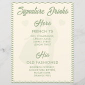 Modern Sage Green Signature Drinks Wedding Sign (正面)