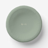 Modern Sage Green Simple Monogram Wedding ペーパーボウル (正面)