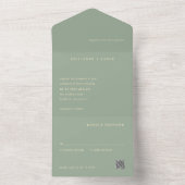 Modern Sage Green Simple QR Code Wedding オールインワン招待状 (内側)