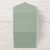 Modern Sage Green Simple Wedding オールインワン招待状 (外側)