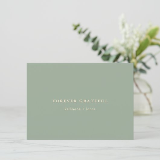 Modern Sage Green Simple Wedding サンキューカード (スタンド正面)