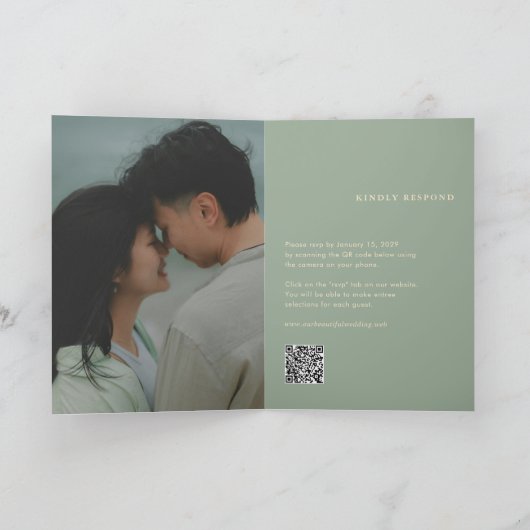 Modern Sage Green Simple Wedding 招待状 (内部)