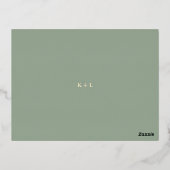 Modern Sage Green Simple Wedding Foil RSVP Card 箔招待状ポストカード (裏面)
