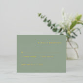 Modern Sage Green Simple Wedding Foil RSVP Card 箔招待状ポストカード (立ち正面)