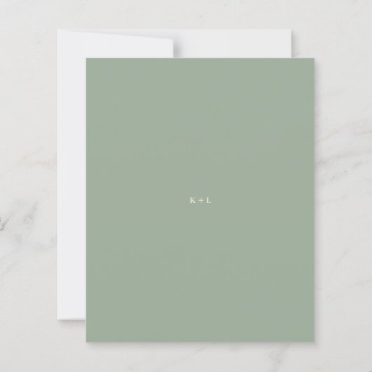 Modern Sage Green Simple Wedding Invitation (裏面)