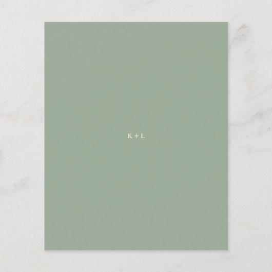 Modern Sage Green Simple Wedding Invitation チラシ (裏面)