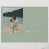 Modern Sage Green Simple Wedding Program チラシ (正面)