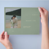 Modern Sage Green Simple Wedding Program チラシ (手)