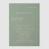 Modern Sage Green Simple Wedding Program ベラム紙招待状 (正面)