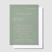 Modern Sage Green Simple Wedding Program ベラム紙招待状 (オフセット)