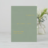Modern Sage Green Simple Wedding Program 箔招待状 (立ち正面)