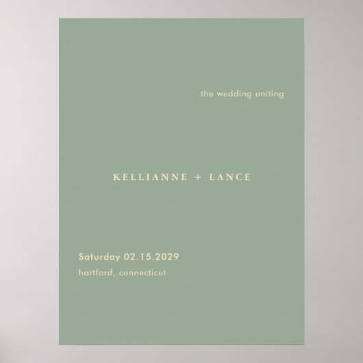 Modern Sage Green Simple Wedding Welcome Sign ポスター (正面)