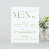 Modern Sage Green & Soft Blue Stripes Wedding Menu (スタンド正面)