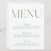 Modern Sage Green & Soft Blue Stripes Wedding Menu (正面)