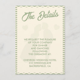 Modern Sage Green Stripe QR Code Wedding Details エンクロージャーカード
