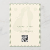 Modern Sage Green Stripe QR Code Wedding Details エンクロージャーカード (裏面)