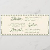 Modern Sage Green Stripe Wedding Dinner Menu Card メニュー (裏面)