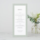 Modern Sage Green Stripes Wedding メニュー (スタンド正面)